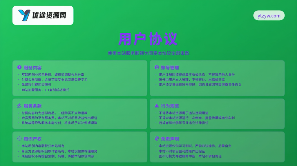 优途资源网-用户协议-优途资源网