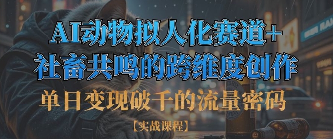 单日变现破千的流量密码，AI动物拟人化赛道+社畜共鸣的跨维度创作-优途资源网