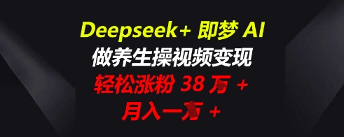 Deepseek+即梦AI,做养生操视频变现,轻松涨粉38W+,月入一W+-优途资源网