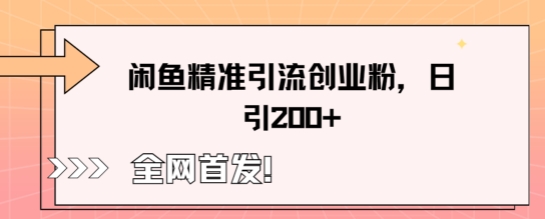 闲鱼精准引流创业粉，轻松日引200+-优途资源网