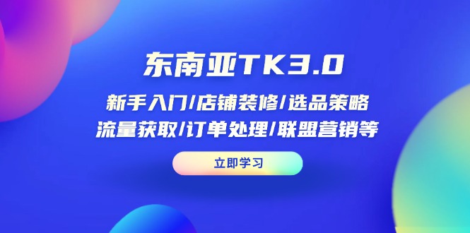 (14208期)东南亚TK3.0:新手入门/店铺装修/选品策略/流量获取/订单处理/联盟营销等-优途资源网