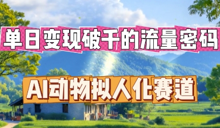 单日变现破k的流量密码，AI动物拟人化赛道-优途资源网