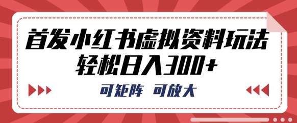 首发小红书虚拟资料玩法,可矩阵,可放大,轻松日入3张-优途资源网