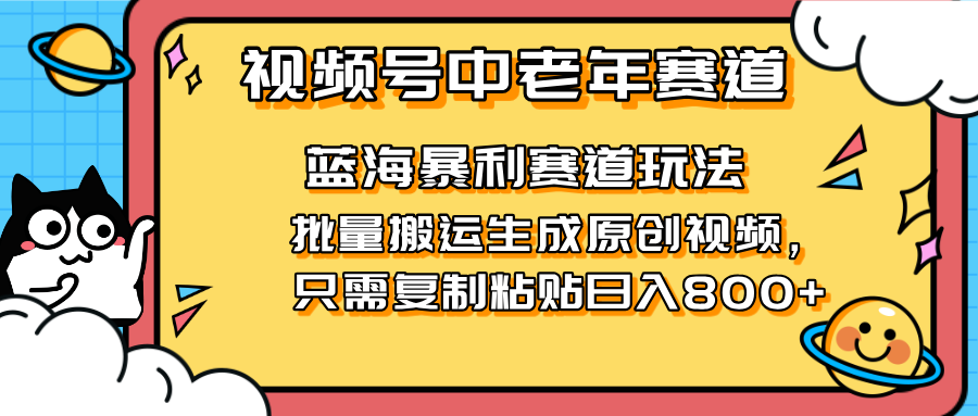 (14314期)2025视频号中老年短视频蓝海暴利风口!复制粘贴搬运视频单日赚800+,无...-优途资源网