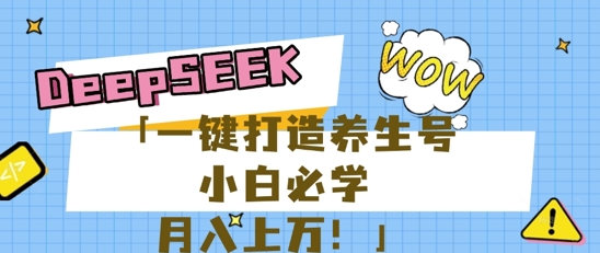25年最新风口，用DeepSeek做养生号，小白必学，日入数张，一条作品涨粉1W+-优途资源网
