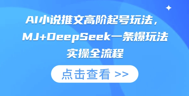 AI小说推文高阶起号玩法，MJ+DeepSeek一条爆玩法实操全流程-优途资源网