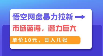 悟空网盘暴力拉新：一单10元，市场空白，日入几张-优途资源网