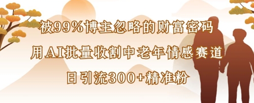 被99%博主忽略的财富密码：用AI批量收割中老年情感赛道，日引流300+精准粉-优途资源网
