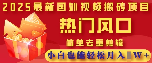 2025最新视频搬砖项目,热门风口,简单去重剪辑,小白也能轻松月入过W-优途资源网