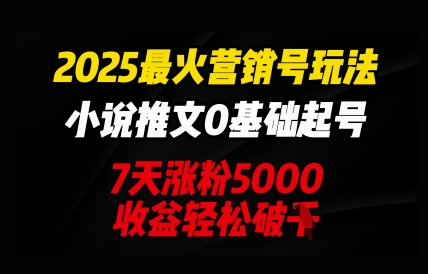 2025最火营销号玩法：小说推文0基础起号，7天涨粉5000，收益轻松破k-优途资源网