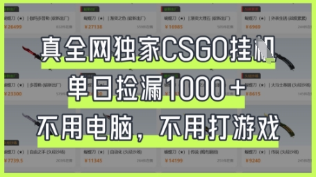 真全网独家CSGO挂G,单日捡漏1k+【揭秘】-优途资源网