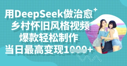 用DeepSeek做治愈乡村怀旧风格视频，爆款轻松制作，当日最高变现多张-优途资源网